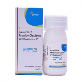 Product Name: Aramox Cv, Compositions of Aramox Cv are Amoxycillin 200mg + Clavulanic 28.50mg without water - Ernst Pharmacia