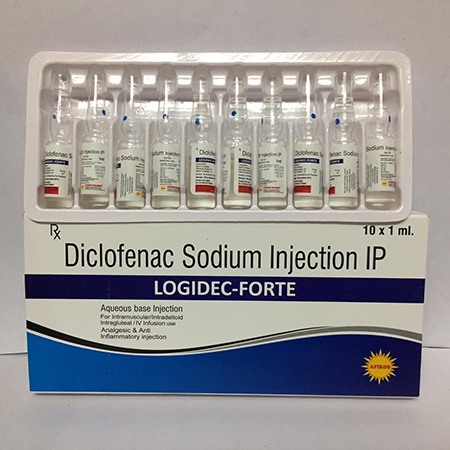 Product Name: LOGIDEC FORTE, Compositions of LOGIDEC FORTE are Diclofenac Sodium Injection IP - Apikos Pharma