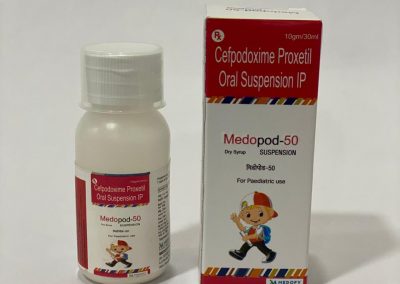 Product Name: Medopod, Compositions of Medopod are Cefpodoxime 50mg. Dry Syrup with cartoon pack - Medofy Pharmaceutical