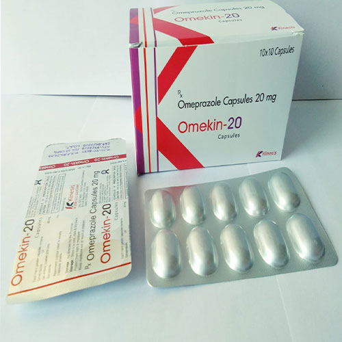 Product Name: Omekin 20, Compositions of Omiparazol 20 mg are Omiparazol 20 mg - Kinesis Biocare