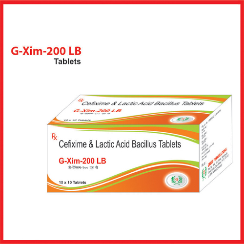 Product Name: G xim 200 LB, Compositions of G xim 200 LB are Cefixime  & Lactic Acid Bacillus Tablets - Greef Formulations