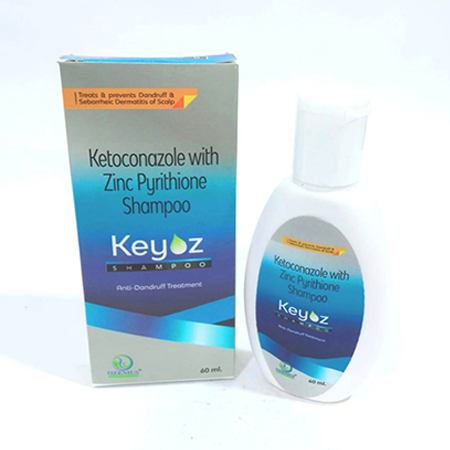 Product Name: KEYOZ SHAMPOO, Compositions of KEYOZ SHAMPOO are Ketoconazole with Zinc Pyrithione Shampoo - Ozenius Pharmaceutials