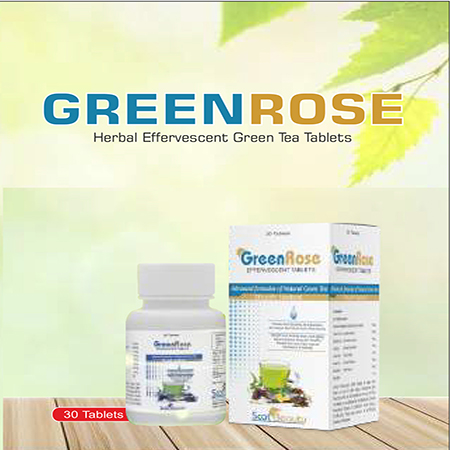 Product Name: Greenrose, Compositions of Greenrose are Herbal  Effervescent Green Tea Tablets - Scothuman Lifesciences