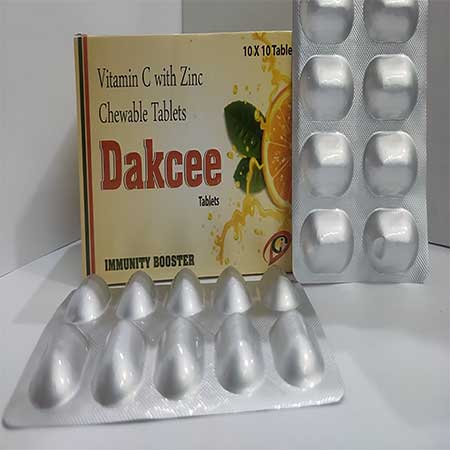 Product Name: Dakcee, Compositions of Dakcee are Vitamin C with Zinc Chewable Tablets - Dakgaur Healthcare
