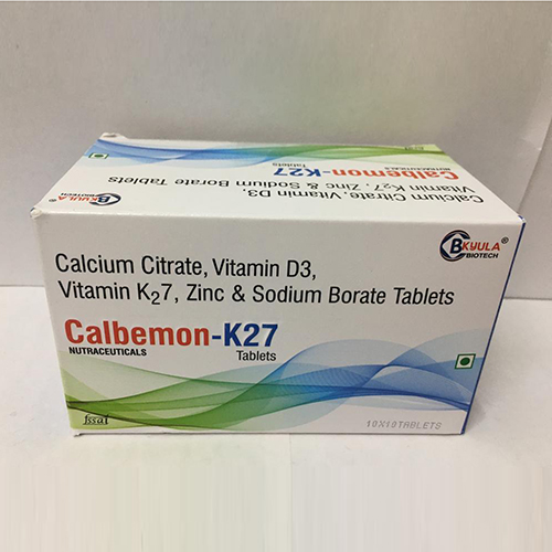 Product Name: Calbemon k27, Compositions of Calbemon k27 are Calcium, Citrate, Vitamin D3, Vitamin K27, Zinc And Sodium Borate Tablets - Bkyula Biotech