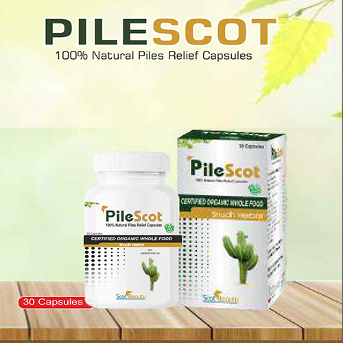Product Name: Pilescot, Compositions of Pilescot are 100% Natural Piles Releif Capsules - Pharma Drugs and Chemicals