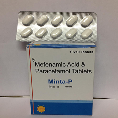 Product Name: MINTA P, Compositions of MINTA P are Mefenamic Acid & Paracetamol Tablets - Apikos Pharma