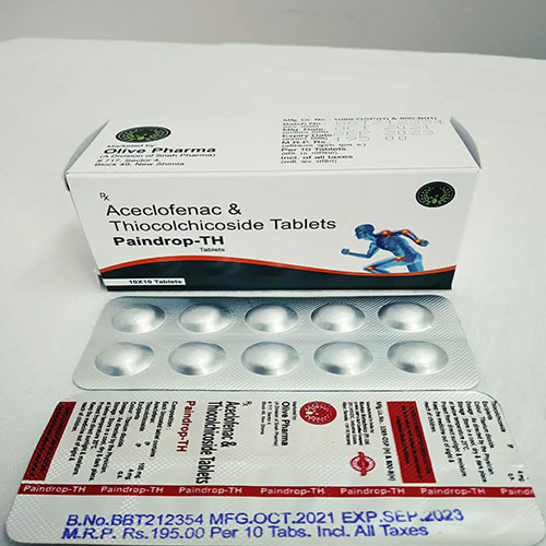 Product Name: Paindrop DH, Compositions of Paindrop DH are Aceclofenac & Thiocolchicoside - Sneh Pharma Private Limited