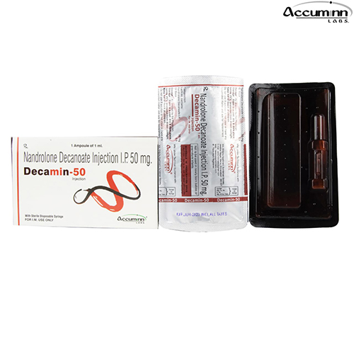 Product Name: Decamin 50, Compositions of Decamin 50 are Nandrolone Deconate Injection IP 50mg - Accuminn Labs