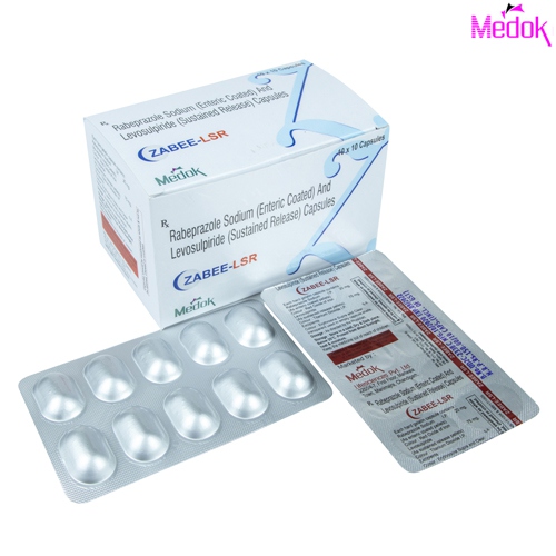 Product Name: Zabee LSR, Compositions of Zabee LSR are Rabeprazole sodium Enteric coated and Levosulpride sustained release capsules - Medok Life Sciences Pvt. Ltd