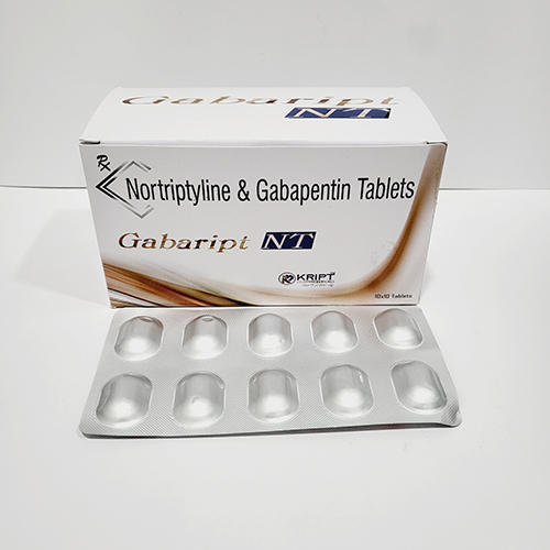 Product Name: Gabaript NT, Compositions of Gabaript NT are Nortriptyline & Gabapentin tablets - Kript Pharmaceuticals