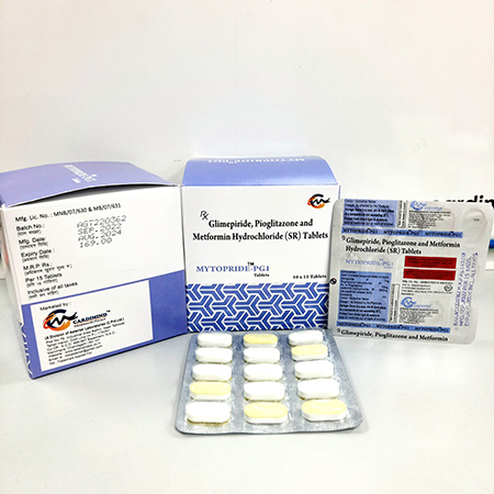 Product Name: Mytopride PG1, Compositions of are Glimepride, Pioglitazone and Metformin Hydrochloride (SR) Tablets - Asterisk Laboratories