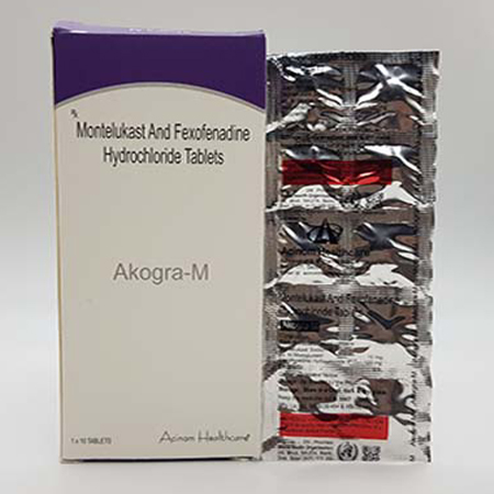 Product Name: Akogra M, Compositions of Akogra M are Montelukast And Fexofenadine Hydrochloride Tablets - Acinom Healthcare