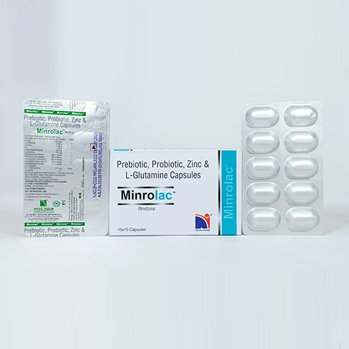Product Name: Minrolic, Compositions of Minrolic are Prebiotic,Probiotic & Zinc L-Glutamine Capsules - Nova Indus Pharmaceuticals