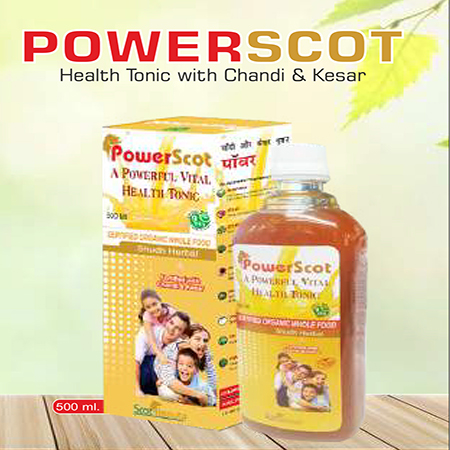 Product Name: Powerscot, Compositions of Powerscot are Health Tonic with Chandi & Kesar - Scothuman Lifesciences