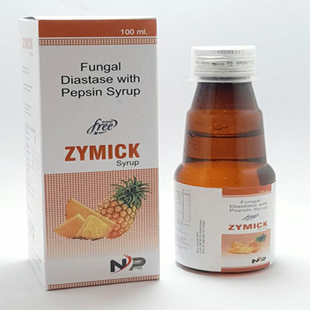 Product Name: Zymick, Compositions of Zymick are Fungal Diastase with Pepsin Syrup - Noxxon Pharmaceuticals Private Limited