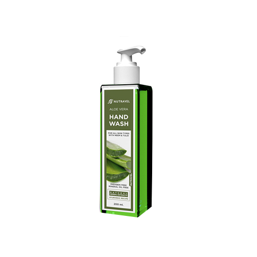 Product Name: Hand wash, Compositions of Hand wash are ALOEVERA HAND WASH - Nutravel Healthcare