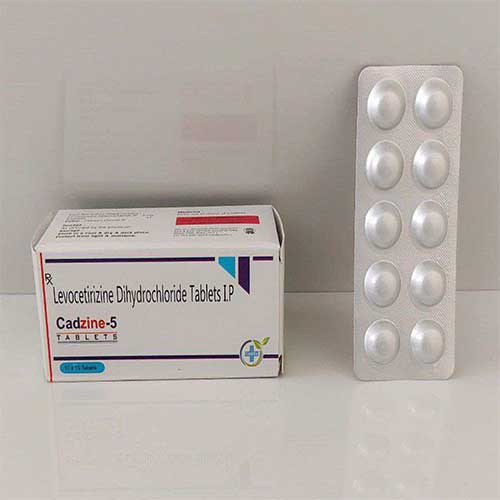 Product Name: Cadzine 5, Compositions of Cadzine 5 are Levocetirizine Dihydrochloride Tablets IP - Caddix Healthcare