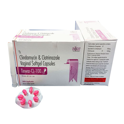 Product Name: Tinwar Cl 100, Compositions of Tinwar Cl 100 are Clindomycin & Clotrimazole Vaginal Softgel Capsules - Arlak Biotech