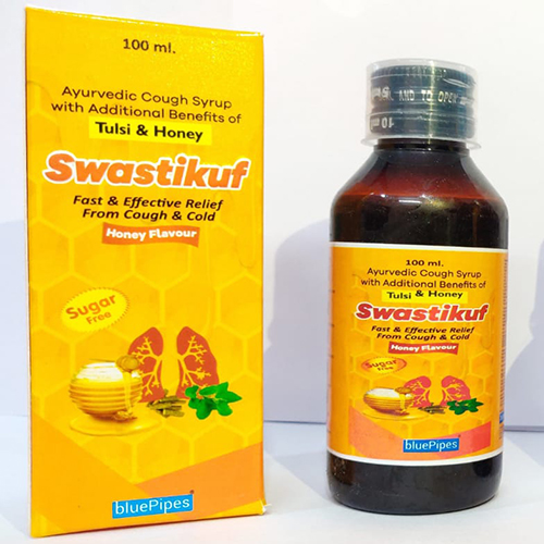 Product Name: SWASTIKUF, Compositions of SWASTIKUF are Tulsi & Honey Cough Syrup - Bluepipes Healthcare