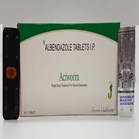 Product Name: Aciworm, Compositions of Aciworm are Albendazole Tablets IP - Acinom Healthcare