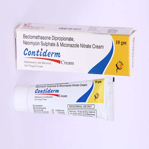 Product Name: CONTIDERM, Compositions of CONTIDERM are Beclomethasone Dipropionate, Neomycin Sulphate & Miconazole Nitrate Cream - Biomax Biotechnics Pvt. Ltd
