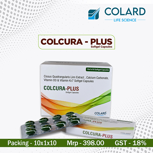 Product Name: COLCURA   PULS, Compositions of COLCURA   PULS are cissus Quadrangularis linn Extract, Calcium Carbonate, Vitamin D3 & K27 Softgel Capsules - Colard Life Science