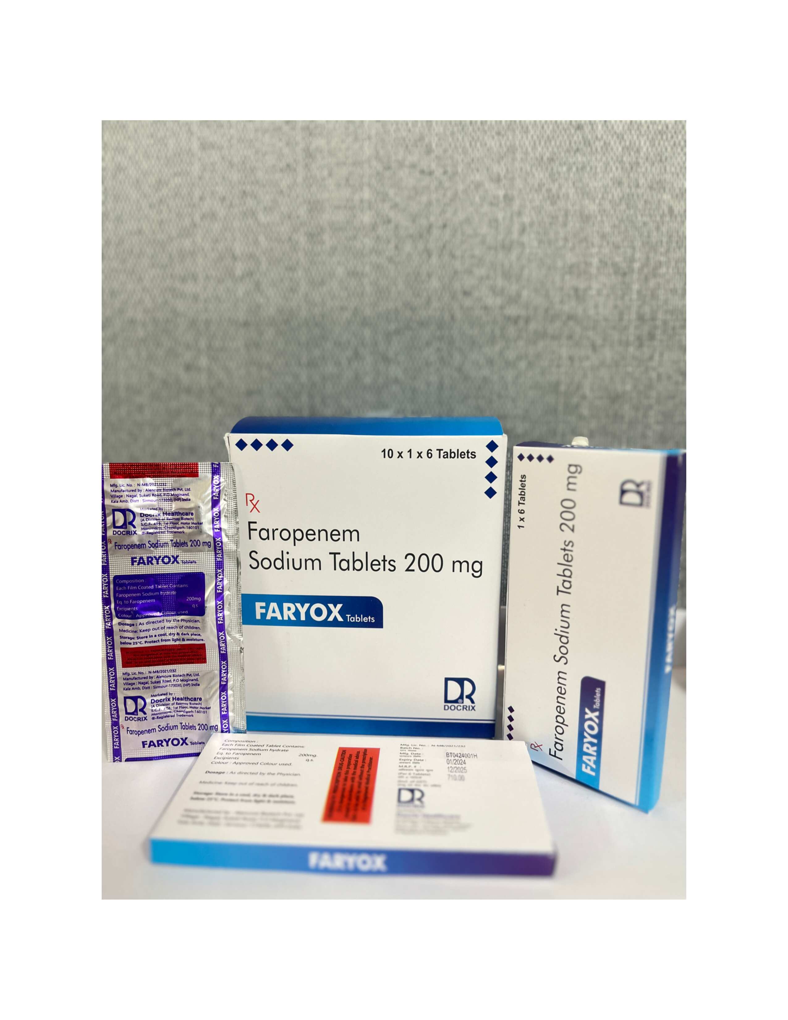 Product Name: Faryox , Compositions of Faryox  are Faropenem Sodium Tablets 200mg - Docrix Healthcare