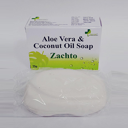 Product Name: Zachto, Compositions of Zachto are Aloevera & Coconut Oil Soap - Ronish Bioceuticals