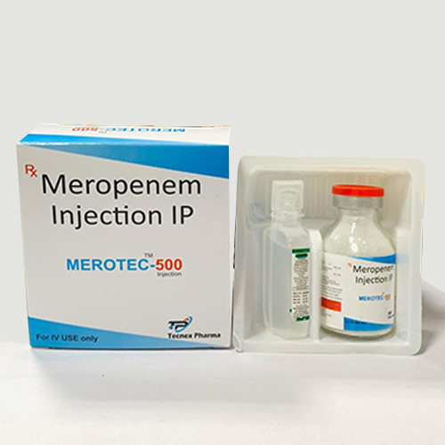 Product Name: MEROTEC 500, Compositions of MEROTEC 500 are Meropenem Injection IP - Tecnex Pharma