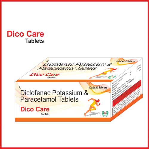 Product Name: Dico Care, Compositions of Dico Care are Diclofencac Potassium & Paracetamol Tablets - Greef Formulations