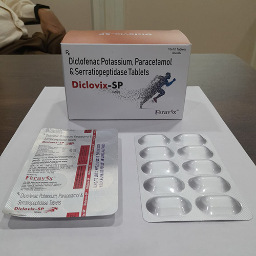 Product Name: Diclovix SP, Compositions of Diclovix SP are Diclofenac Potassium,Paracetamol & Serratiopeptidase Tablets - Feravix Lifesciences