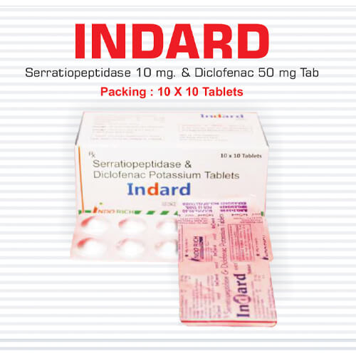 Product Name: Indard, Compositions of Indard are Serratiopeptidase & Diclofenac Potassium Tablets - Pharma Drugs and Chemicals