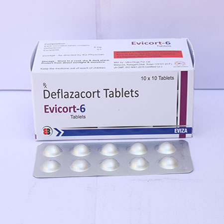 Product Name: Evicort 6, Compositions of Evicort 6 are Deflazacort Tablets - Eviza Biotech Pvt. Ltd