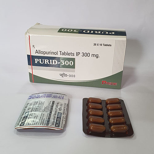 Product Name: Purid 300, Compositions of Purid 300 are Allopurinol Tablets IP 300 mg - Pride Pharma