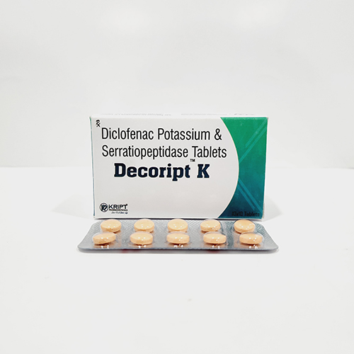 Product Name: Decoript K, Compositions of Decoript K are Diclofenac Potassium & Serratiopeptidase tablets  - Kript Pharmaceuticals