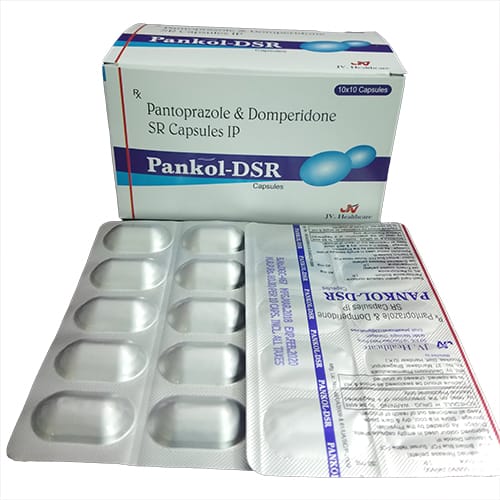 Product Name: PANKOL DSR Capsules, Compositions of PANKOL DSR Capsules are Pantoprazole 40mg  - Domperidone 30mg - JV Healthcare