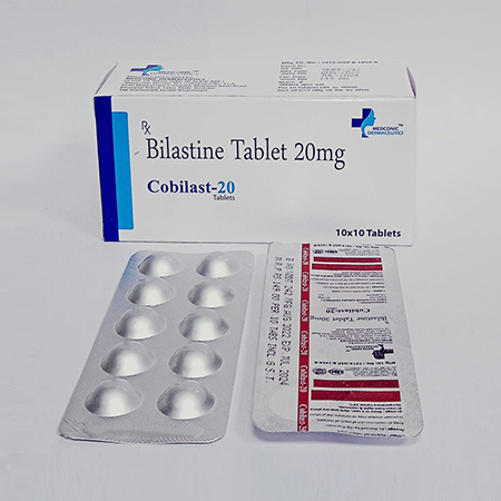 Product Name: Cobilast 20, Compositions of Cobilast 20 are Bilastine Tablets 20 mg - Ronish Bioceuticals