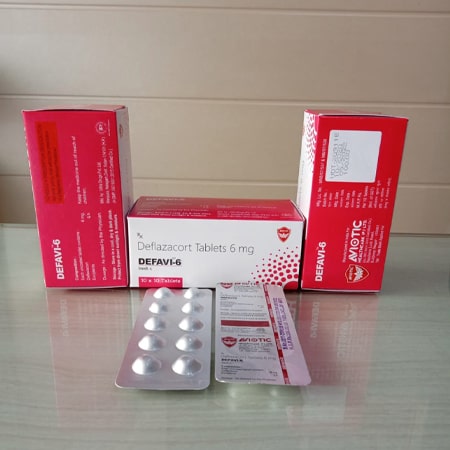 Product Name: Defavi 6, Compositions of Defavi 6 are Deflazacort Tablets 6mg - Aviotic Healthcare Pvt. Ltd