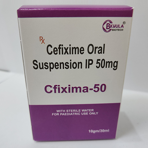 Product Name: Cfixima 50, Compositions of are Cefixime Oral Suspension IP 50 mg - Bkyula Biotech