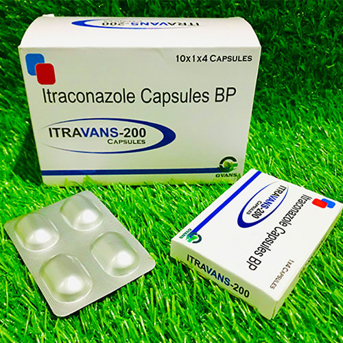 Product Name: Itravans 200, Compositions of Itravans 200 are Itraconazole - Gvans Biotech Pvt. Ltd