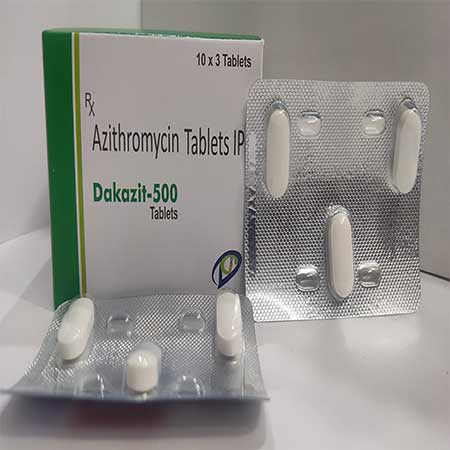 Product Name: Dakazit 500, Compositions of Dakazit 500 are Azithromycin Tablets IP - Dakgaur Healthcare