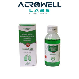 Product Name: Ezacuf BR, Compositions of Ezacuf BR are Terbutaline Sulphate Bromhexine Hydrochloride Guaiphenesin & Menthol Syrup - Acrowell Labs Private Limited