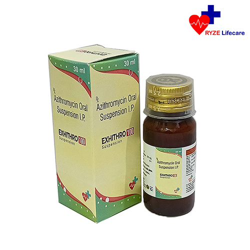 Product Name: Exhithro  100, Compositions of Exhithro  100 are Azithromycin Oral Suspension I.P. - Ryze Lifecare
