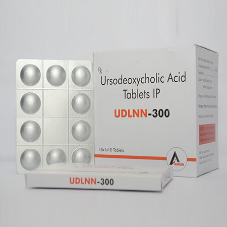 Product Name: UDLNN 300, Compositions of UDLNN 300 are Ursodeoxycholic Acid Tablets IP - Alencure Biotech Pvt Ltd