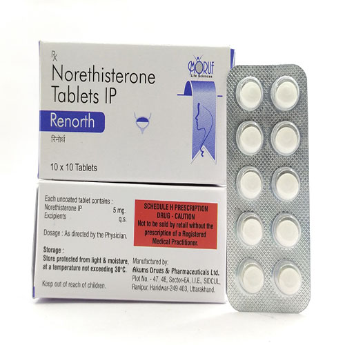 Product Name: Renorth, Compositions of Renorth are Norethisterone Tablets Ip - Arlak Biotech