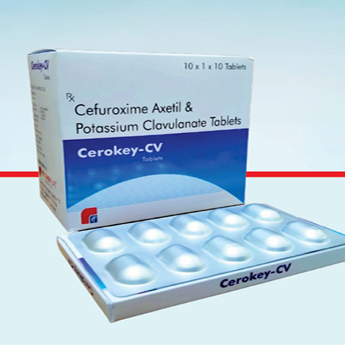 Product Name: Cerokey CV, Compositions of Cerokey CV are Cefuroxime Axetil & Potassium Clavulanate Tablets  - Healthkey Life Science Private Limited
