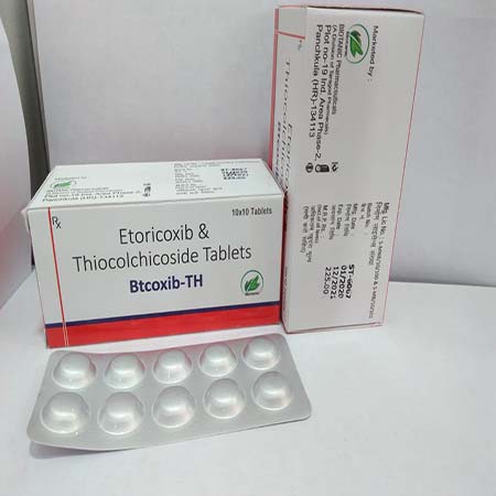 Product Name: Btcoxib TH, Compositions of Btcoxib TH are Etoricoxib & Thiocolchicoside Tablets - Biotanic Pharmaceuticals