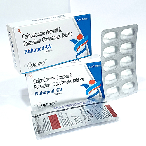 Product Name: Ruhopod CV, Compositions of Ruhopod CV are Cefpodoxime Proxetil Potassium Clavulanate Tablets - Euphony Healthcare