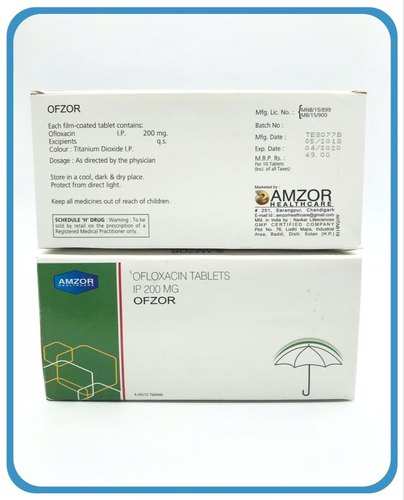 Product Name: Ofzor, Compositions of Ofzor are Ofloxacin Tablets IP 200mg - Amzor Healthcare Pvt. Ltd